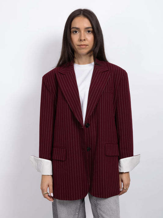 BLAZER RAYURE BORDEAUX