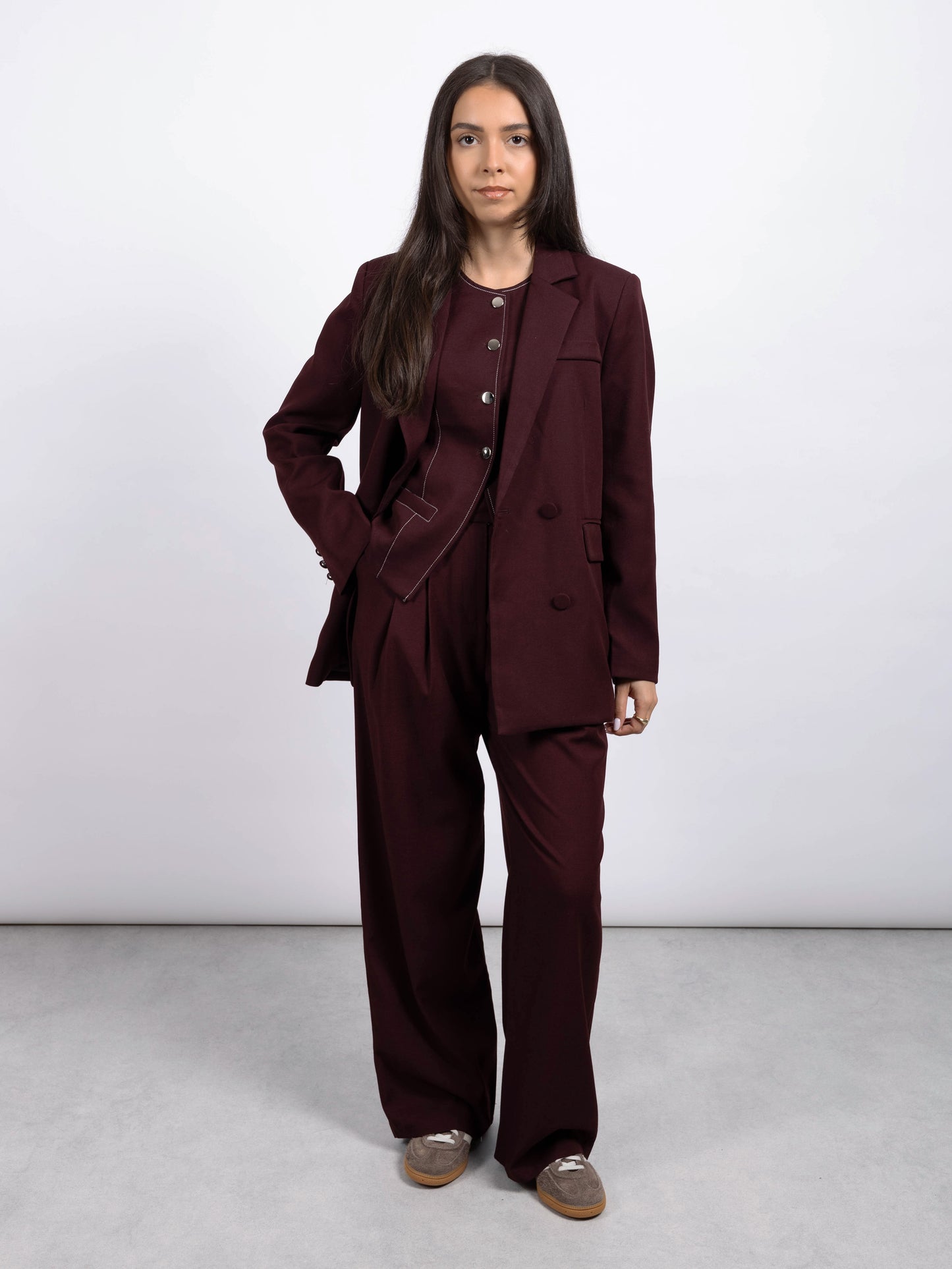 ENSEMBLE BLAZER 3 PIÈCES BORDEAUX