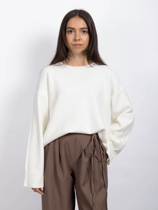 PULL COL ROND BLANC